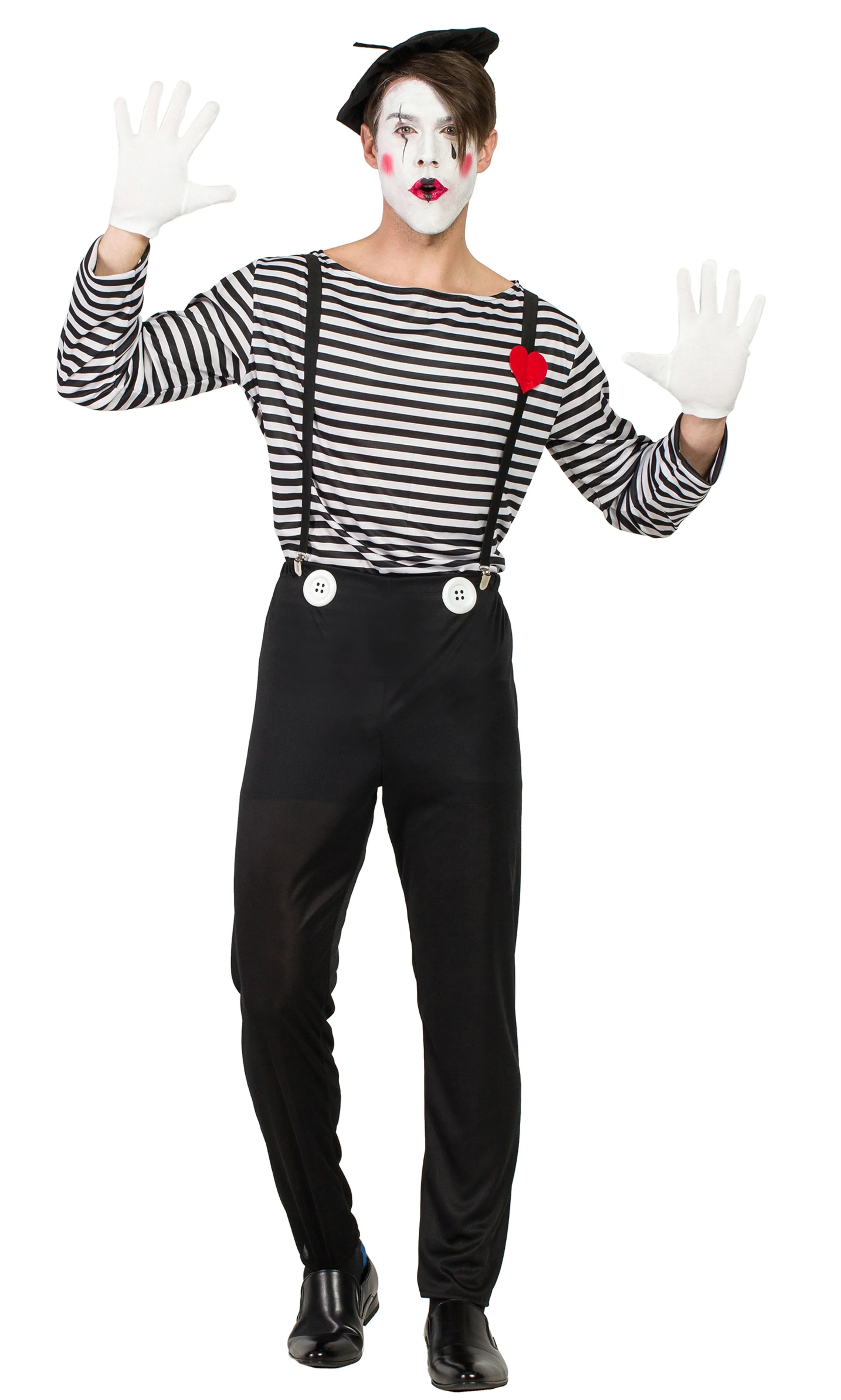 Disfraz de Mimo para Hombres Payasos, Bufones y Arlequines Kimokawaii